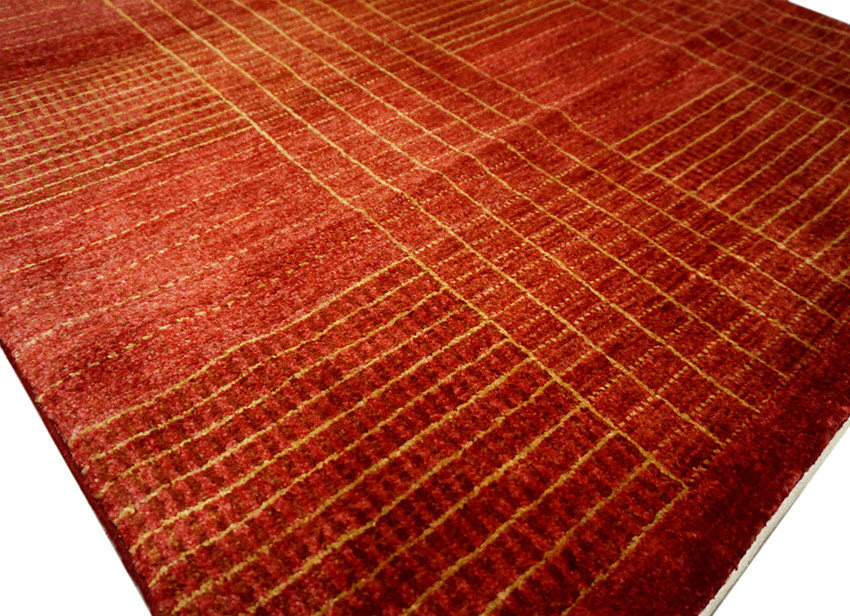 tapis moderne rouge or