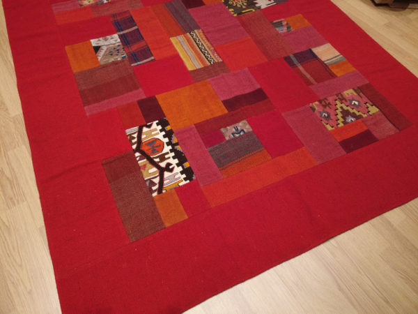 tapis kilim patchwork dégradé rouge