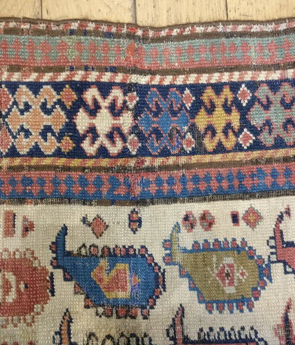 restauration de tapis caucase daghestan après