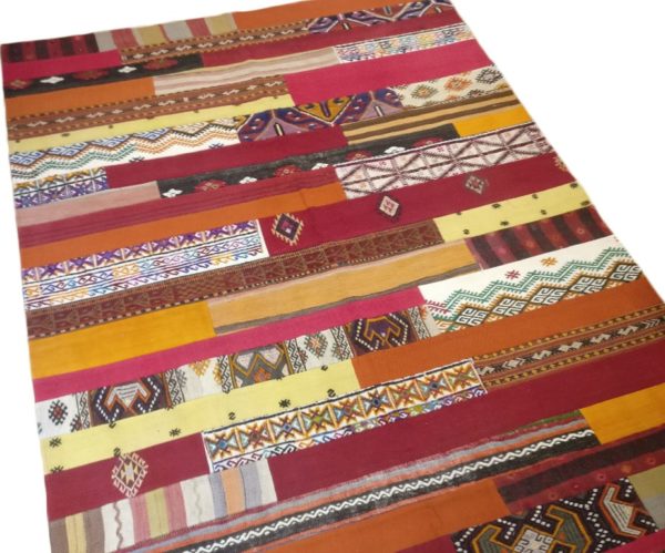 kilim patchwork turc detaillé en motif vue zoomé