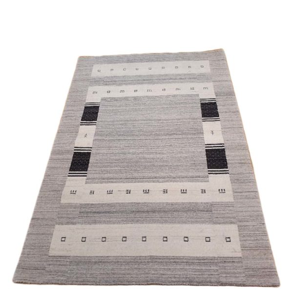 tapis indien fond gris blanc chine