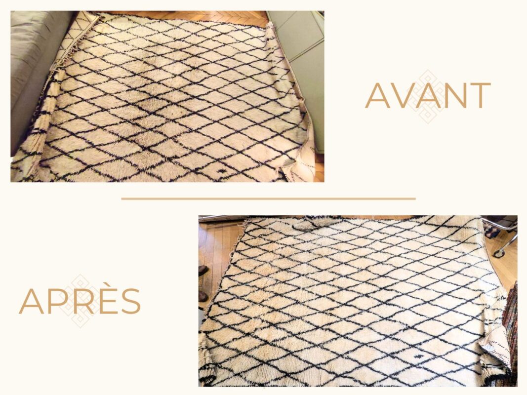 Avant apres Nettoyage Tapis Beni Ouarain