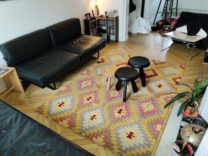 Tapis Oriental Vintage Patchwork Kelim - 197x135 Cm, 100% Laine, Look Moderne, Rouge/beige