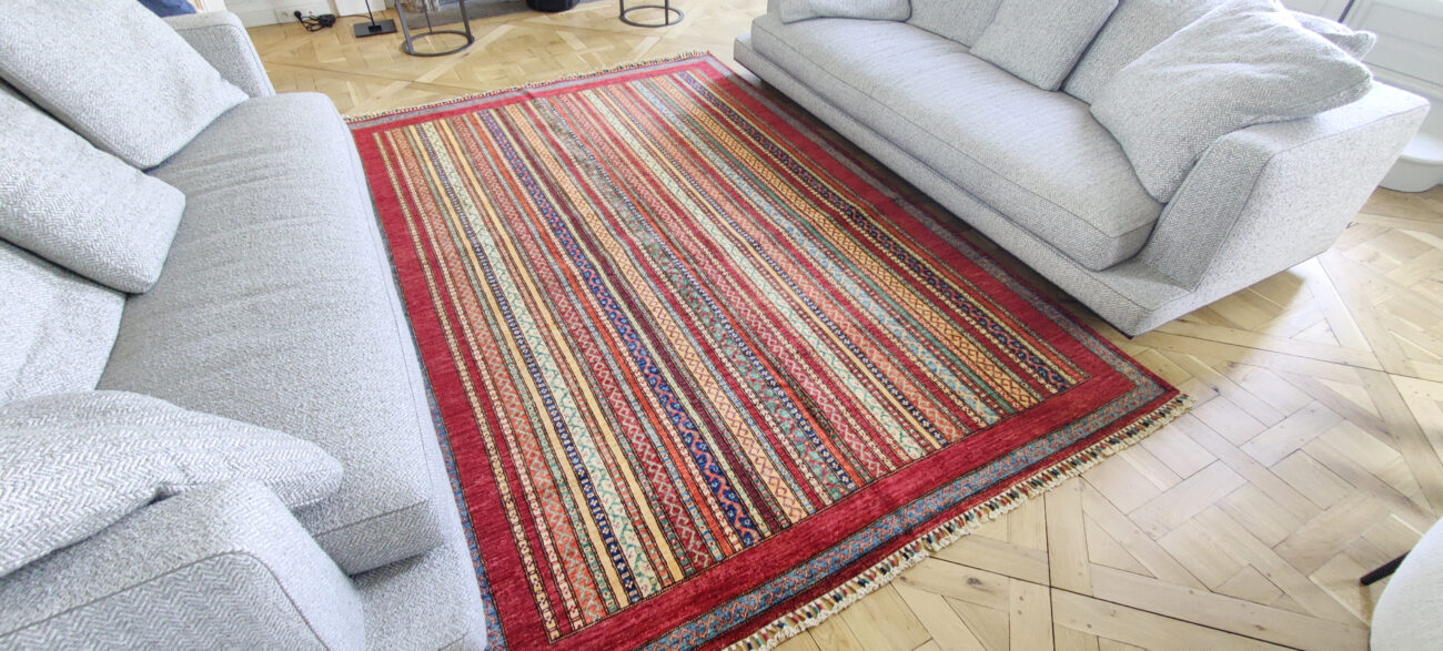 Insuffler du rythme et de la chaleur avec un tapis Avzin entre deux canapés contemporains 1