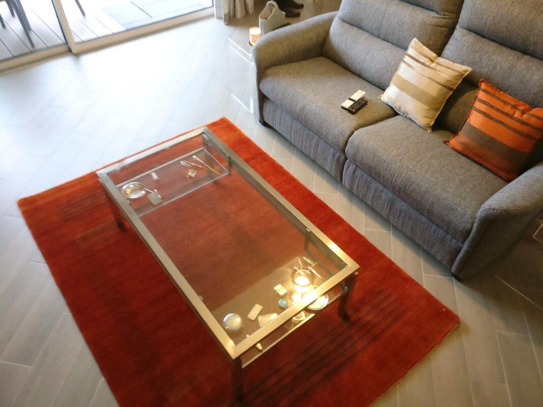Créer du contraste et du relief dans un salon lumineux avec un tapis moderne 1