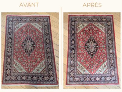 Consolidation des franges d’un tapis Ghoum en soie