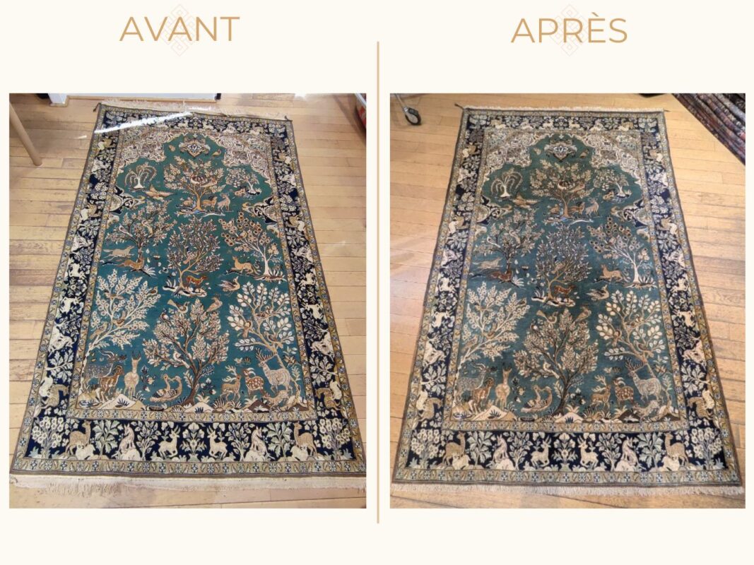Redonner éclat et tenue à un tapis Ghoum en laine et soie