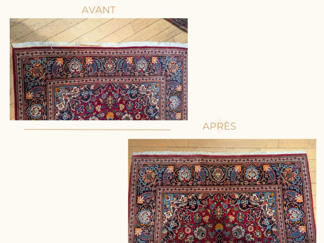 Restaurer les finitions d’un tapis Keshan aux détails floraux