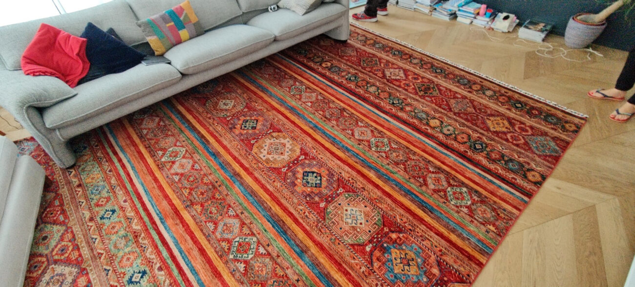 Énergiser un salon sobre avec un tapis Khorjin aux motifs nomades 1