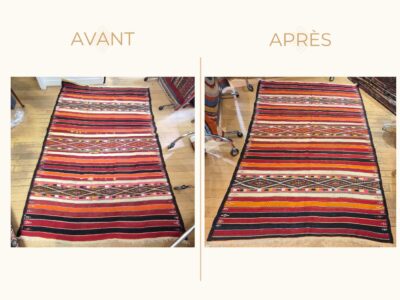 Retissage d'un kilim afrique du nord abimé
