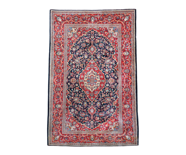 tapis keshan ancien bleu