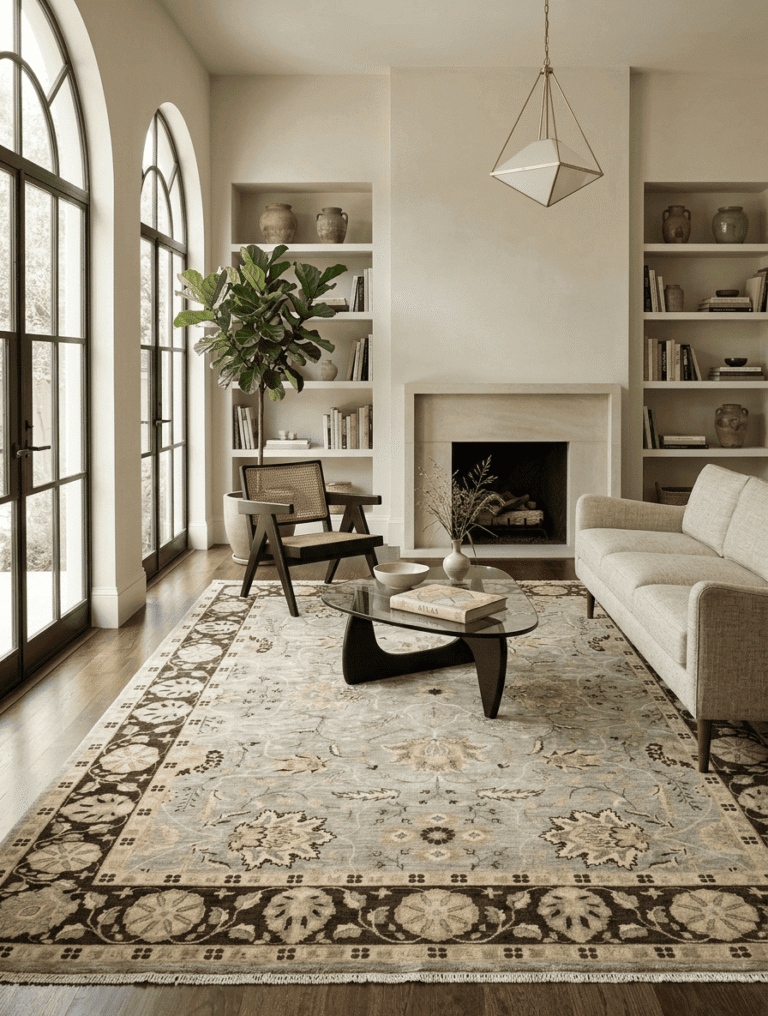 tapis oriental épuré en situation