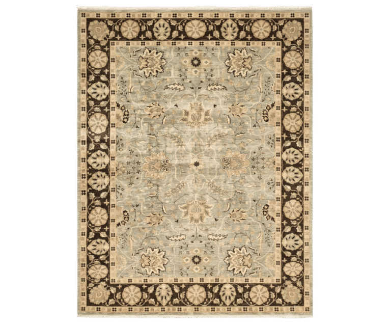 Tapis oriental floral épuré vert