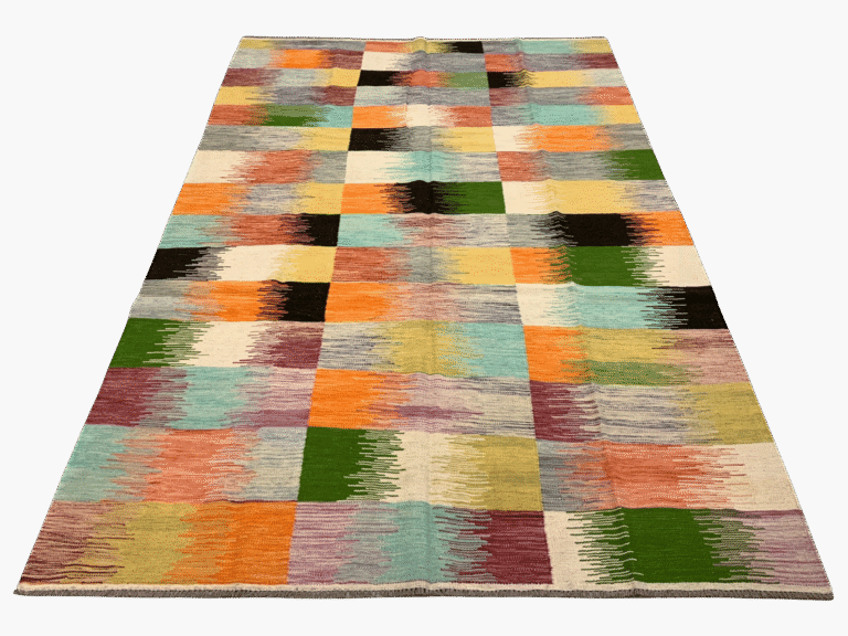 Varmez kilim moderne coloré dessin géometrique