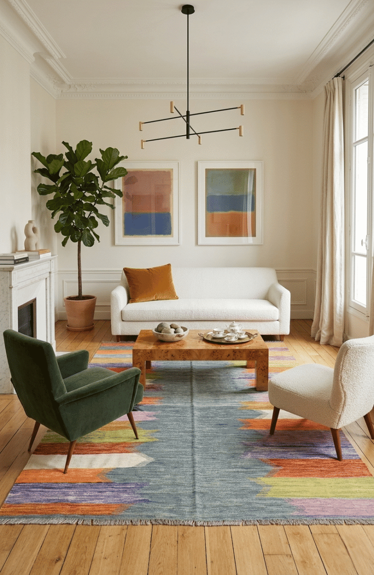 inspiration kilim moderne tissé main gris et orange